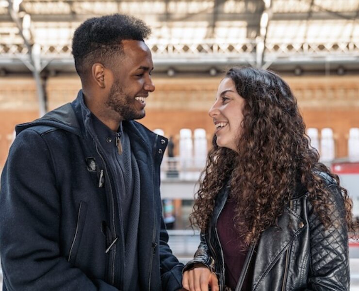 Happy Young Interracial Couple Smiling