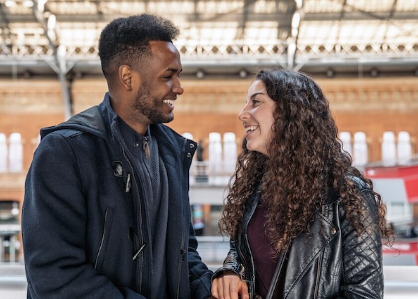 Happy Young Interracial Couple Smiling